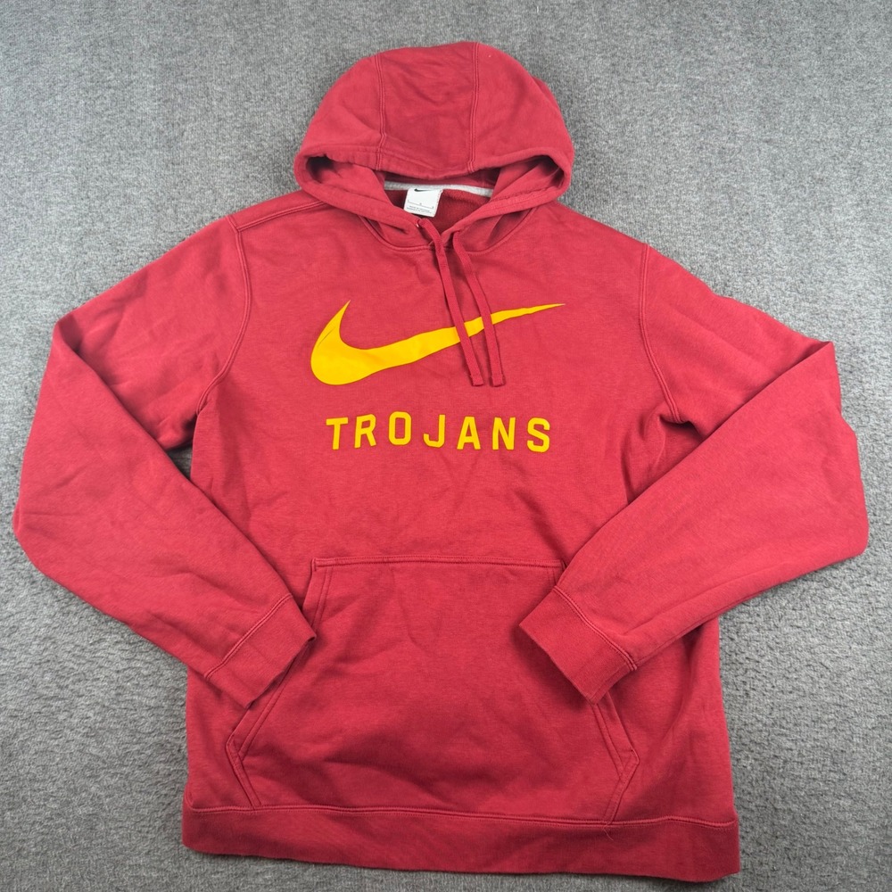 Nike Hoodie Mens L Red USC Trojans Swoosh Graphic Pullover Sweatshirt